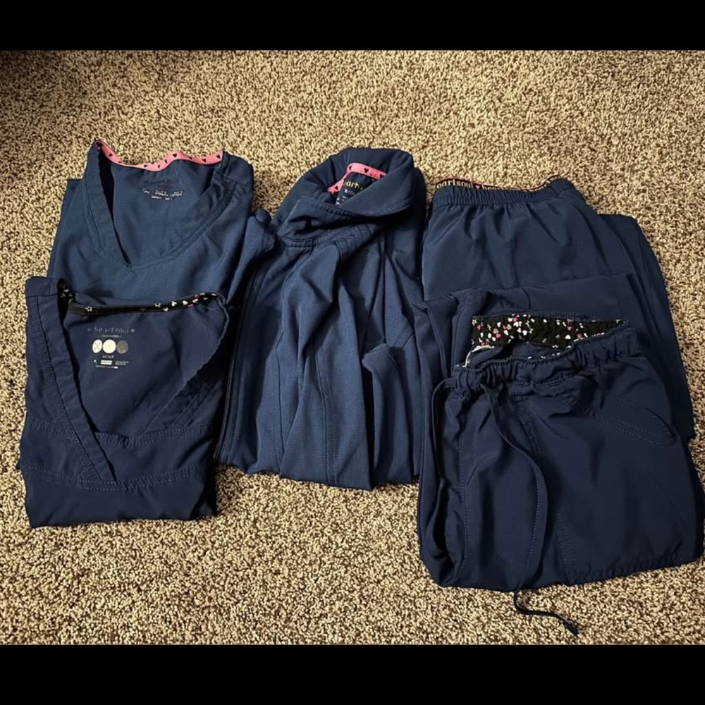 Heart and Soul Brand Navy Blue Scrub Set